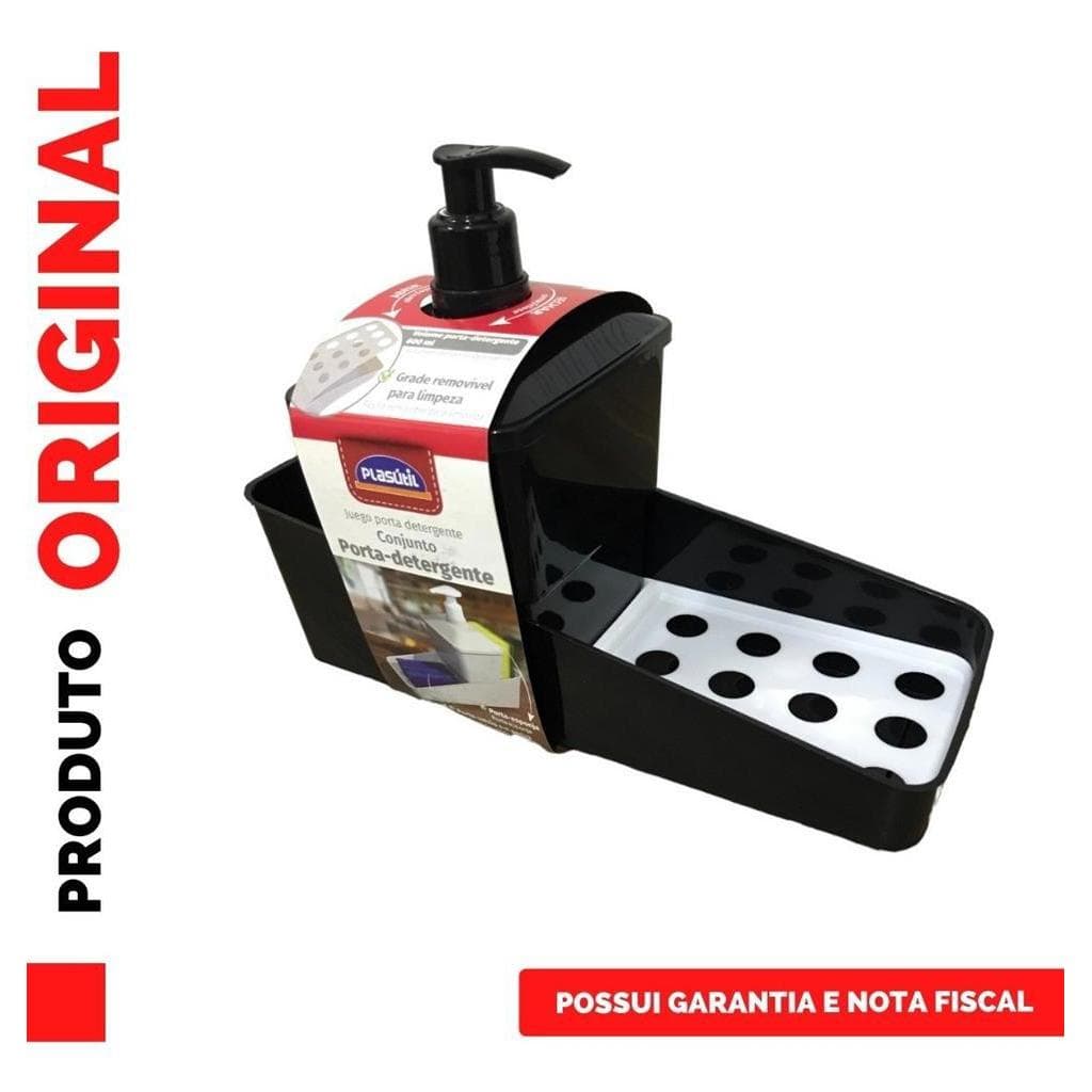 Porta Detergente Plástico Com Suporte de Sabão Bucha Para Organização De Pia Cozinha Bancada Plasútil