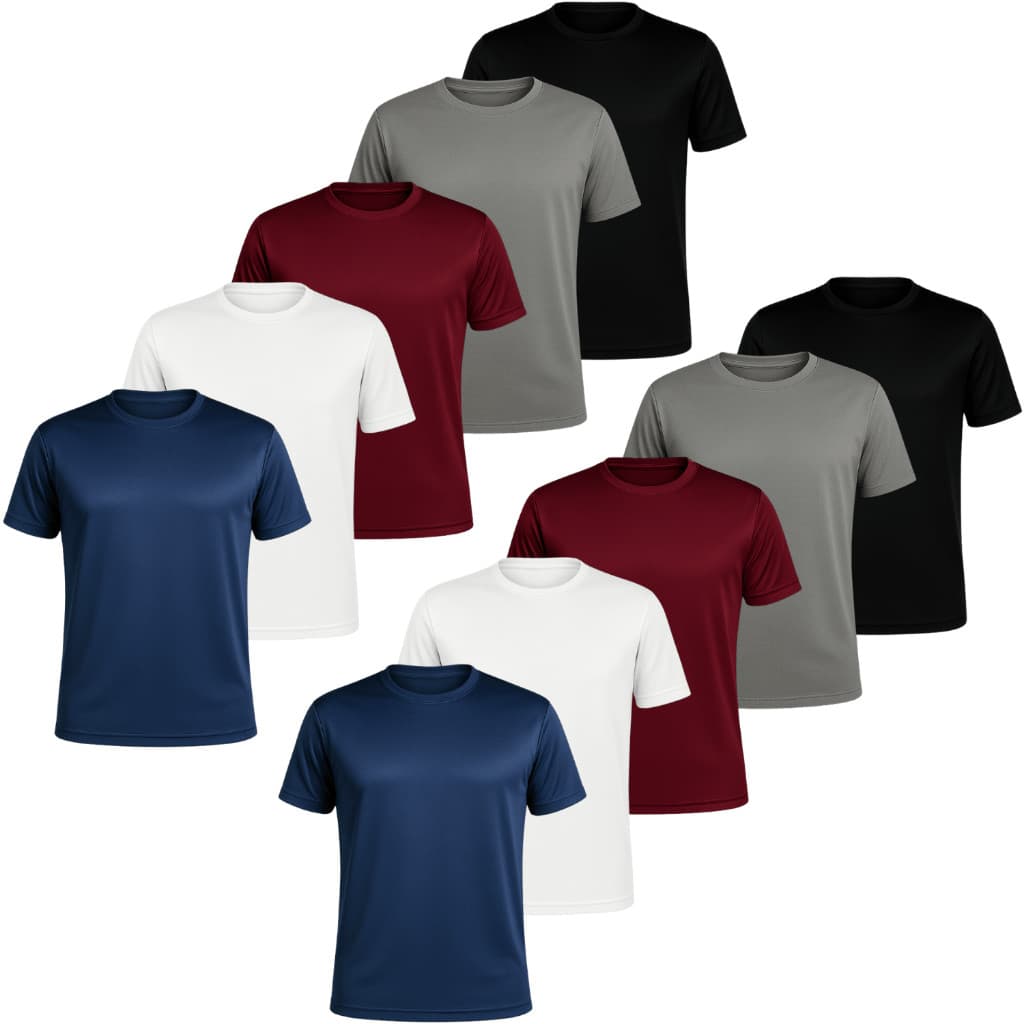 Kit 10 Camisetas Poliéster DryFit Masculina Lisa Academia Corrida Casual Esportes Confortável Promo