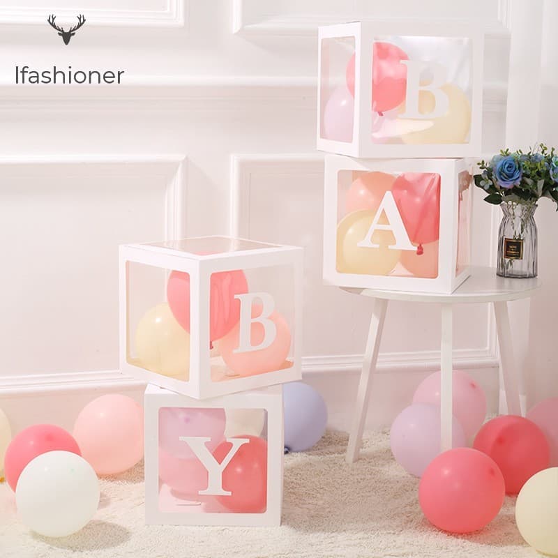 Caixa De Balão Transparente-Gênero Do Bebê Revela Decoração De Festa De Aniversário De Casamento