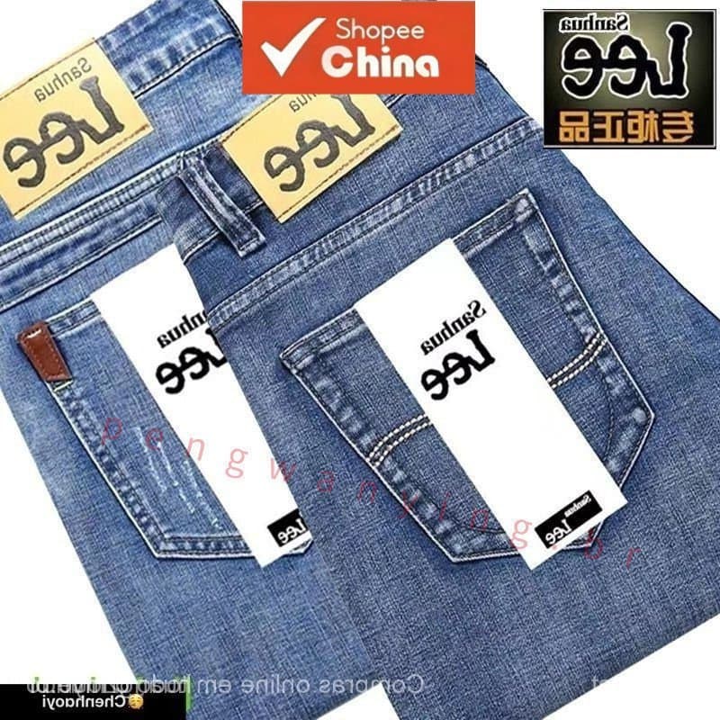 Calças Jeans Masculinas de Verão em Estoque, Calças Casuais com Alta Elasticidade Lee Nzk