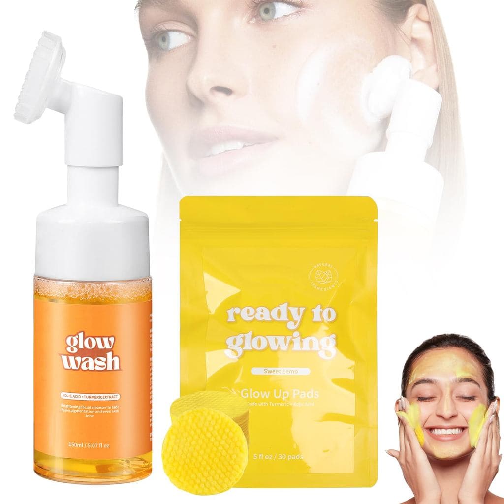Gel de Limpeza Facial de Cúrcuma + Discos de Limpeza de Cúrcuma, Discos de Limpeza de Cúrcuma 100% Naturais, Reduzem Man