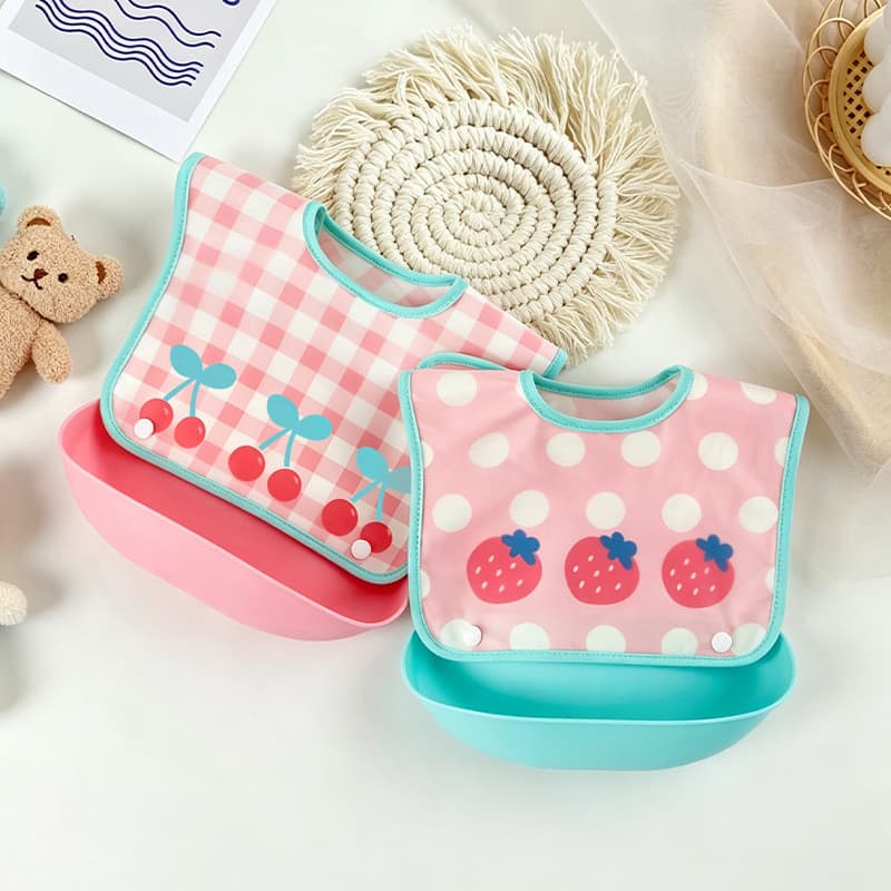 Babador De Alimentação Para Bebês À Prova D'água , Comida Infantil anti-Sujeira , Destacável