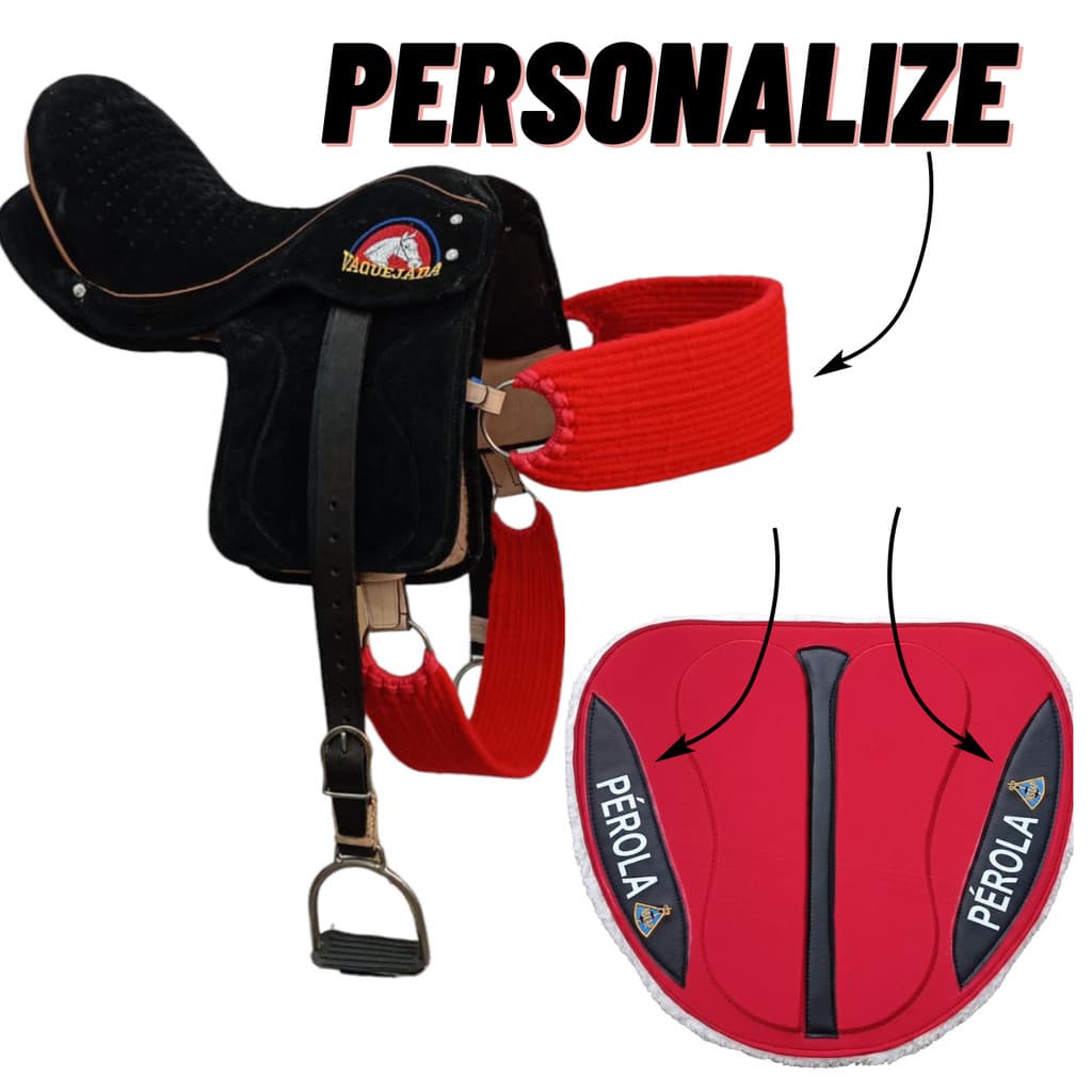 Sela de Cavalo personalizada Preta Semi Profissional Vaquejada