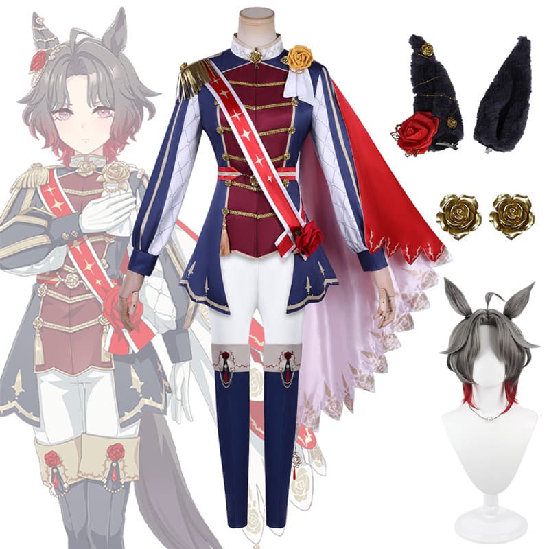 Anime Uma Musume Bonito Derby Rosa Reino Traje Feminino Cosplay Roupa Uniforme De Corrida Conjunto Completo Festa Evento