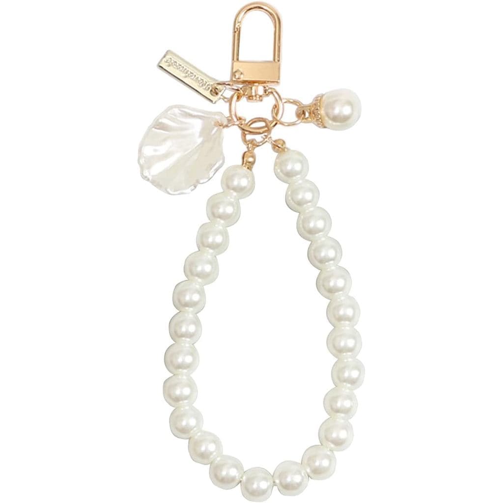 Jowxsx Chaveiro de Pérola Branca em Forma de Coração, Pingente para Telefone, Chaveiro de Pérola de Concha, Ornamento pa