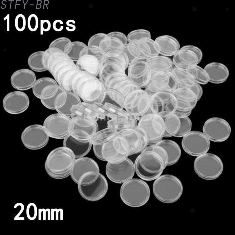 Coin box 20mm Holder Plastic Holders 20MM Publications Transparent 100Pcs（STFY-BR）
