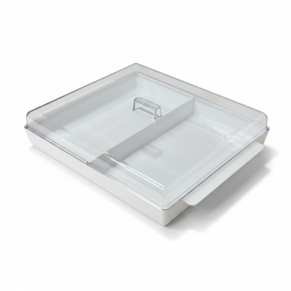 Porta Frios Duplo com Tampa de Plástico Organizador para Presunto Mussarela e Frios na Geladeira