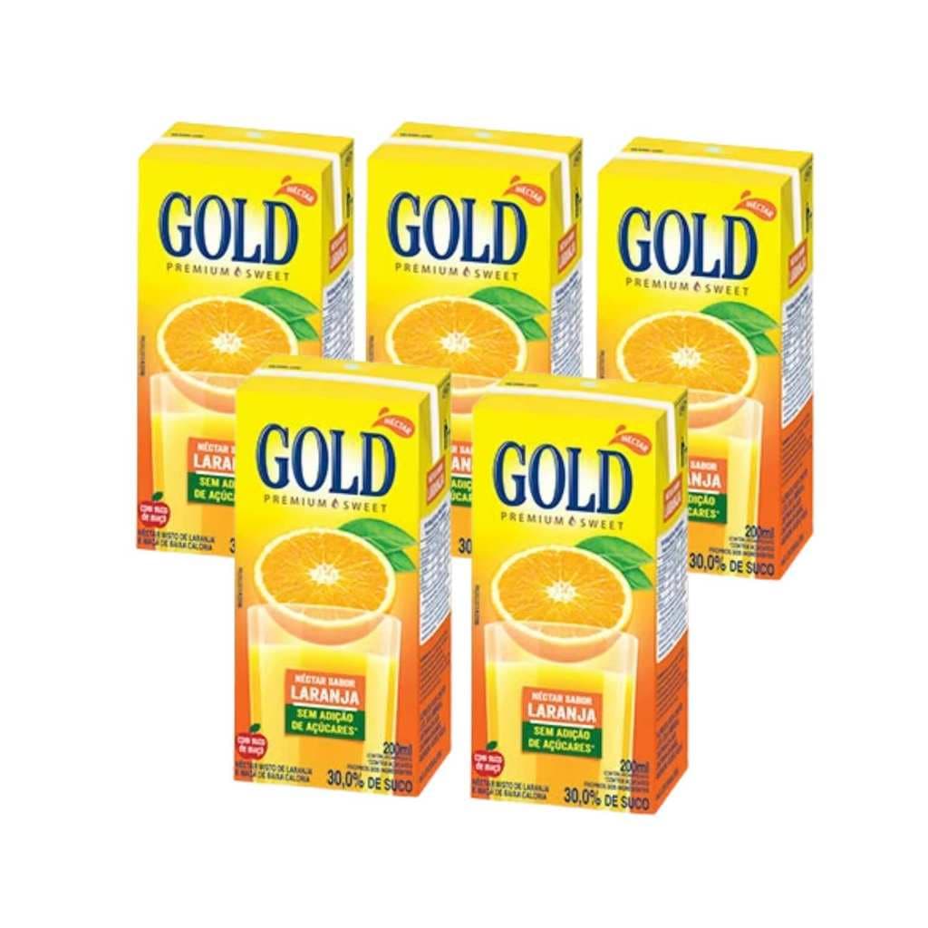 Suco Néctar De Laranja Zero Açúcar - Gold 5 Unidades 200ml