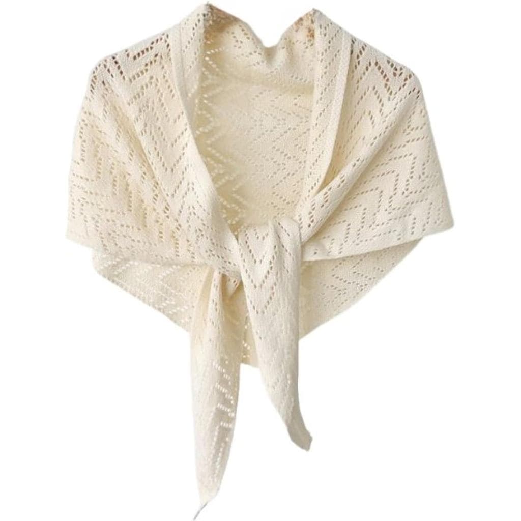 Cachecol Triangular de Tricô para Mulheres, Lenço de Crochê, Acessórios Estéticos Estilo Old Money, Xale Triangular A22D