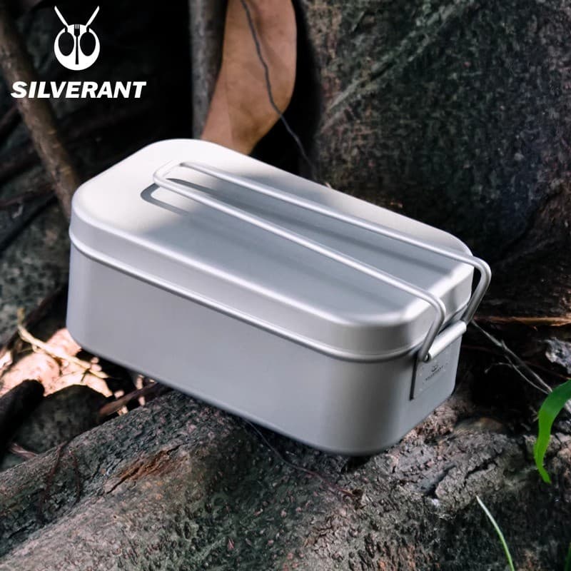 SILVERANT/prata formiga puro titânio lancheira ao ar livre portátil viagem lancheira leve titânio utensílios de mesa aqu