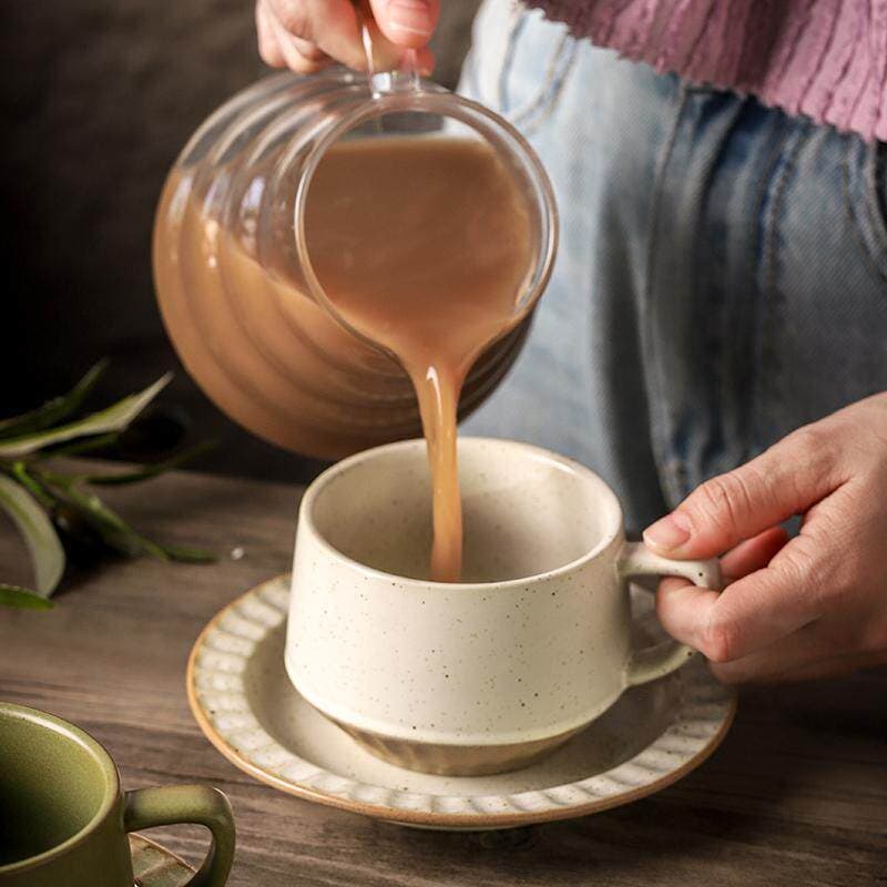 Xícara de café retrô de cerâmica, conjunto doméstico criativo, Cappuccino, latte, latte, caneca, café da manhã