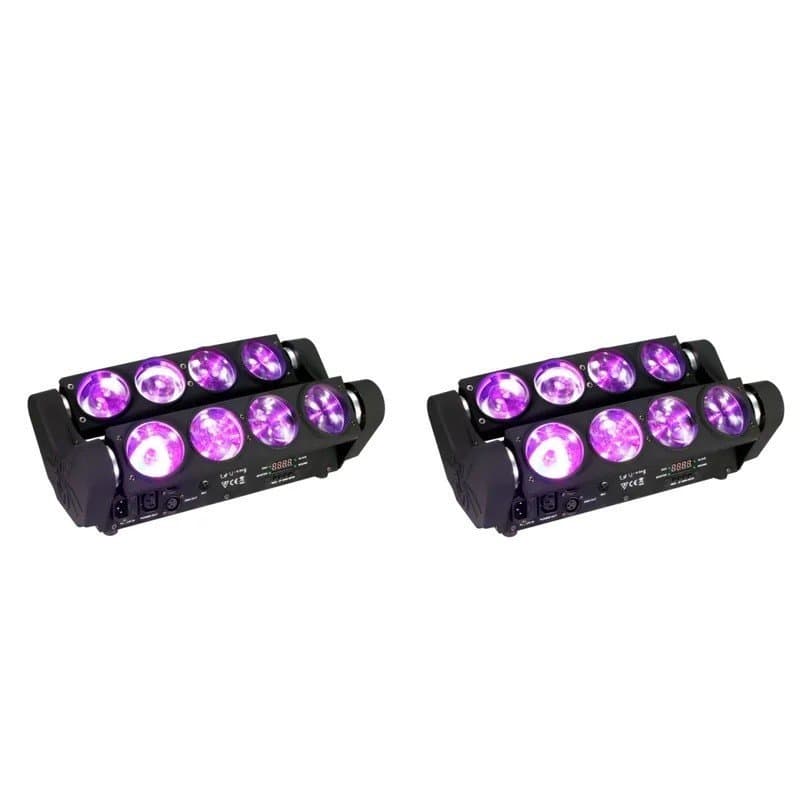 2 Peças 8x15W 4 em 1 RGBW Beam Moving Head Wash DJ Bar Strobe Efeitos de Palco Luz LED Spider