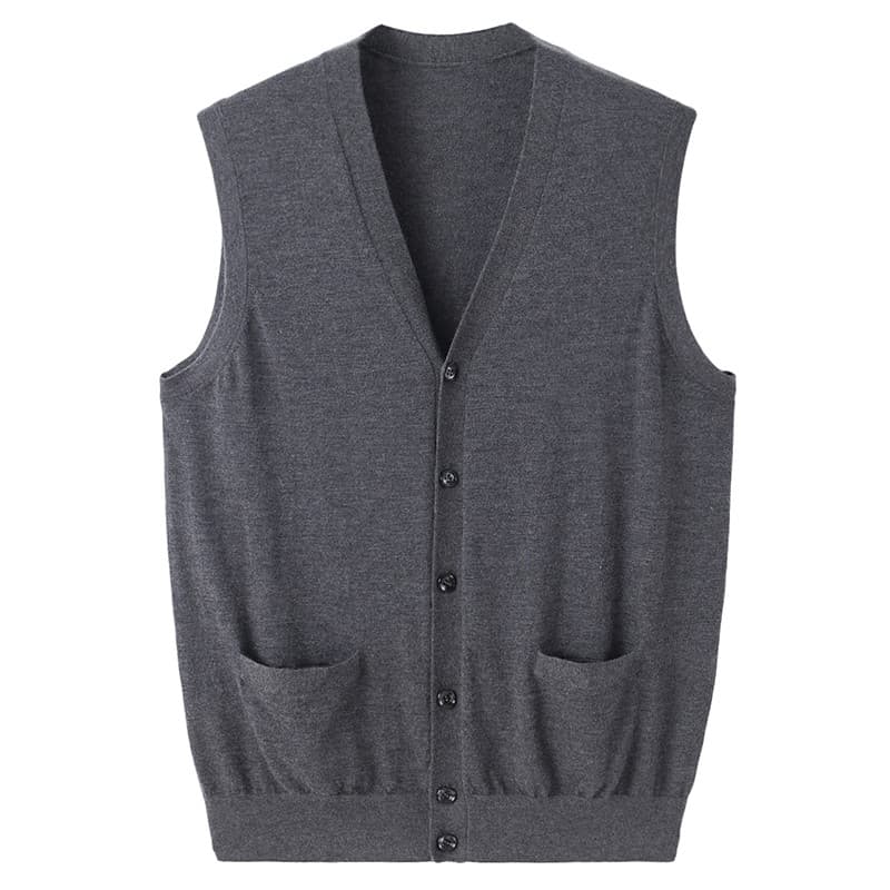 Veludo Jue fino girando Cardigan masculino abotoado sem mangas outono inverno estilo fino quente 100 colete de caxemira