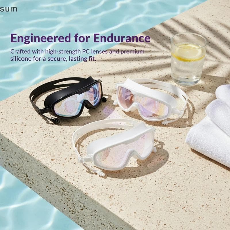 [sum] Óculos De Natação Grandes Para Adultos Antiembaçante Proteção UV Soft Seal À Prova D'água Atividades Na Piscina BR
