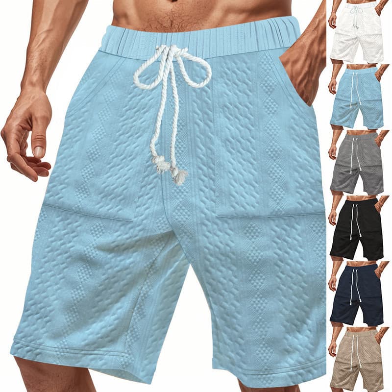 Shorts masculinos transfronteiriços de malha pesada Jacquard verão na moda High Street Casual solto shorts masculinos