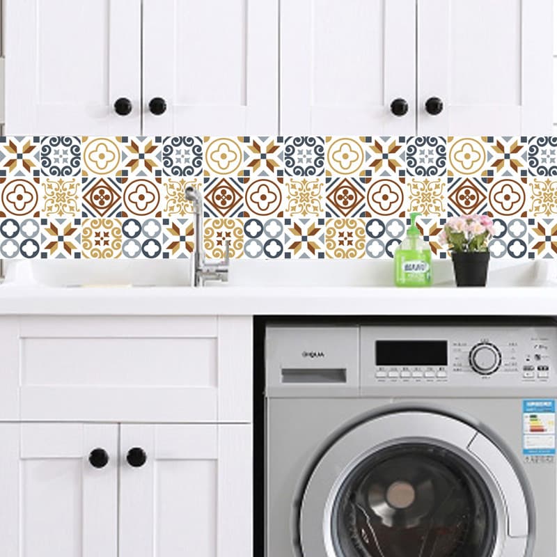 Nordic telha telha adesivos auto-adesivo decoração cozinha banheiro lavatório parede à prova dwaterproof água cintura ad