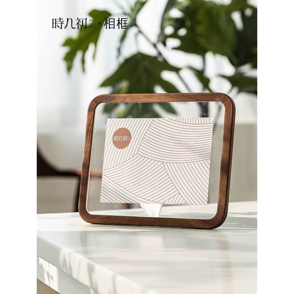 Time luxo high-end moldura de foto mesa de balanço nogueira preta madeira maciça transparente 20 23cm 27cm acrílico high