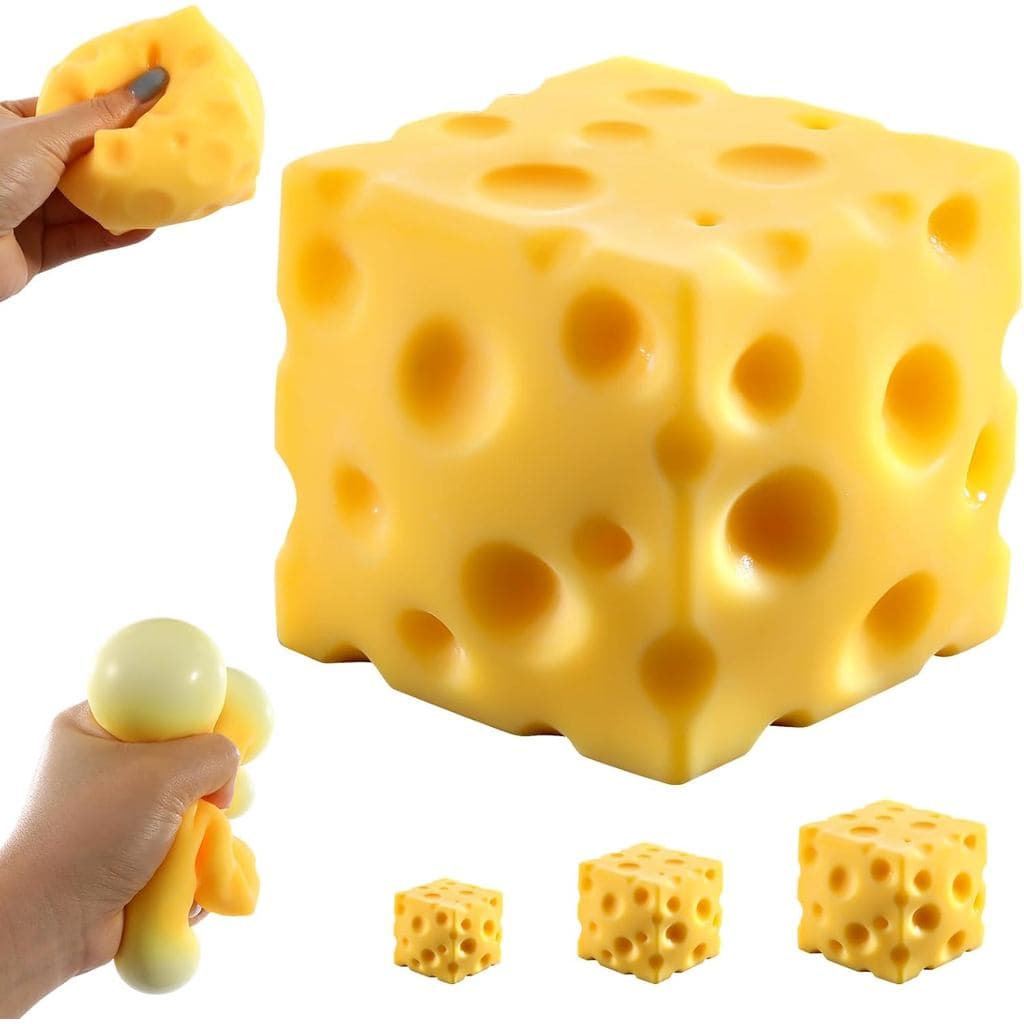 Queijo Squishy Grande (10cm), Brinquedo Anti-estresse Squishy em Bloco de Queijo Jumbo, Brinquedos Virais de Apertar de