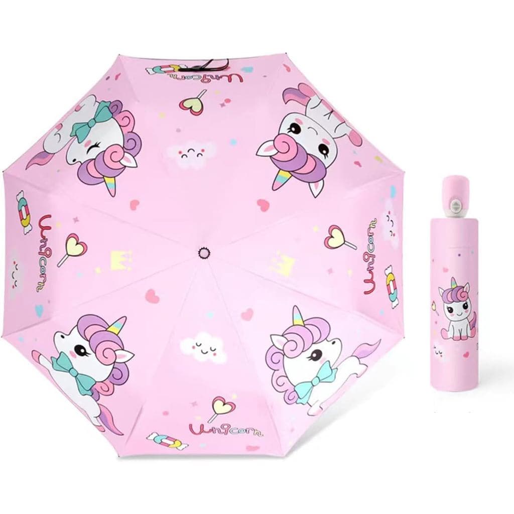 Guarda-chuva Automático Infantil Hannstar, Guarda-chuva Telescópico Dobrável para Meninas e Meninos, Proteção UV/Solar -