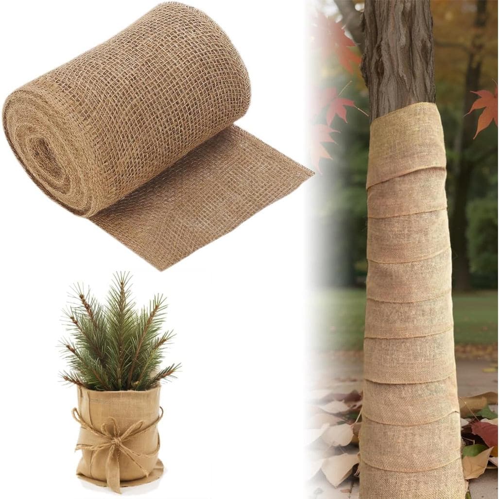 Protetores de árvore em juta de 7,8" × 32,8', caminhos de mesa em juta, protetores de tronco de árvore para o inverno, t