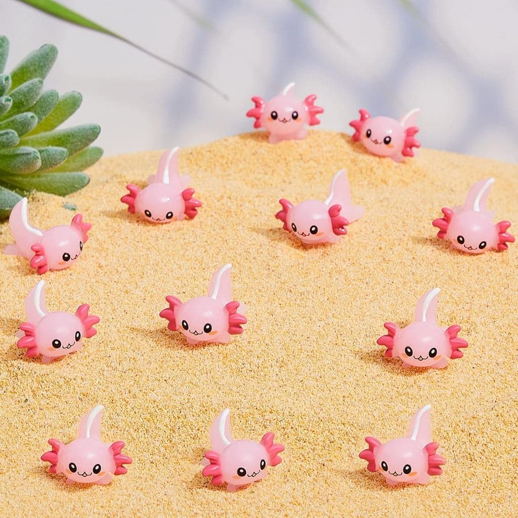 Lewtemi 12 Peças Mini Enfeites de Resina de Axolote, Miniaturas de Animais, Presentes, Ornamentos para Jardim em Miniatu