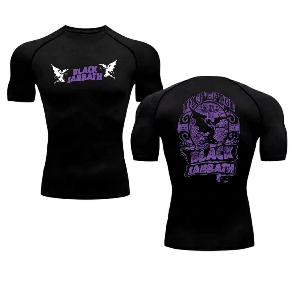 Camiseta Dry Fit Compreensão Estampada Black Sabbath Masculina Fitness Academia Corrida Esporte Anti Suor
