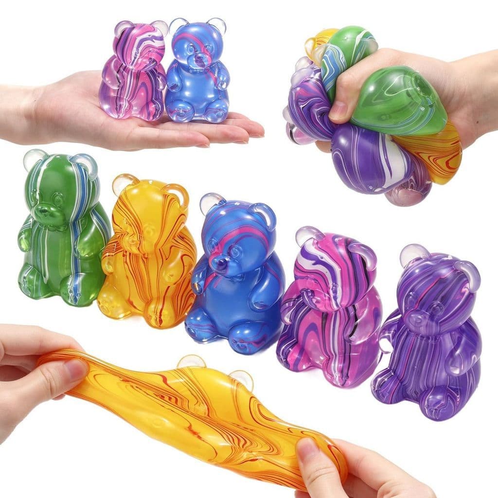 Marmorizado Gradiente Urso Geléia Squish Brinquedo Transparente Squeeze Alívio Do Estresse Fidget D