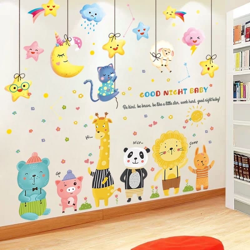 Crianças dos desenhos animados pequenos animais adesivos de parede quarto do bebê adesivos fundo decoração da parede ade