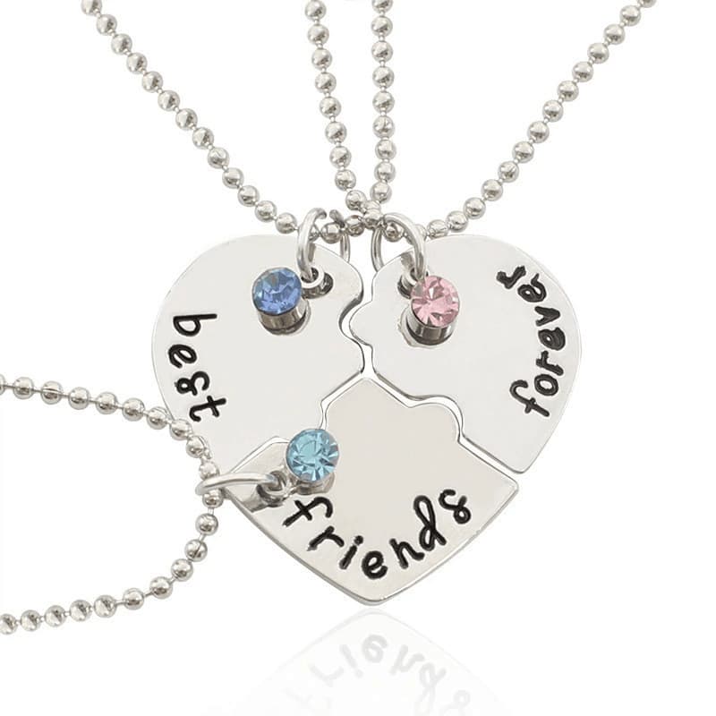 Conjunto De 3 Colares Com Ponta De Diamante Em Formato De Coração Para Mulheres Como Presentes De Amizade