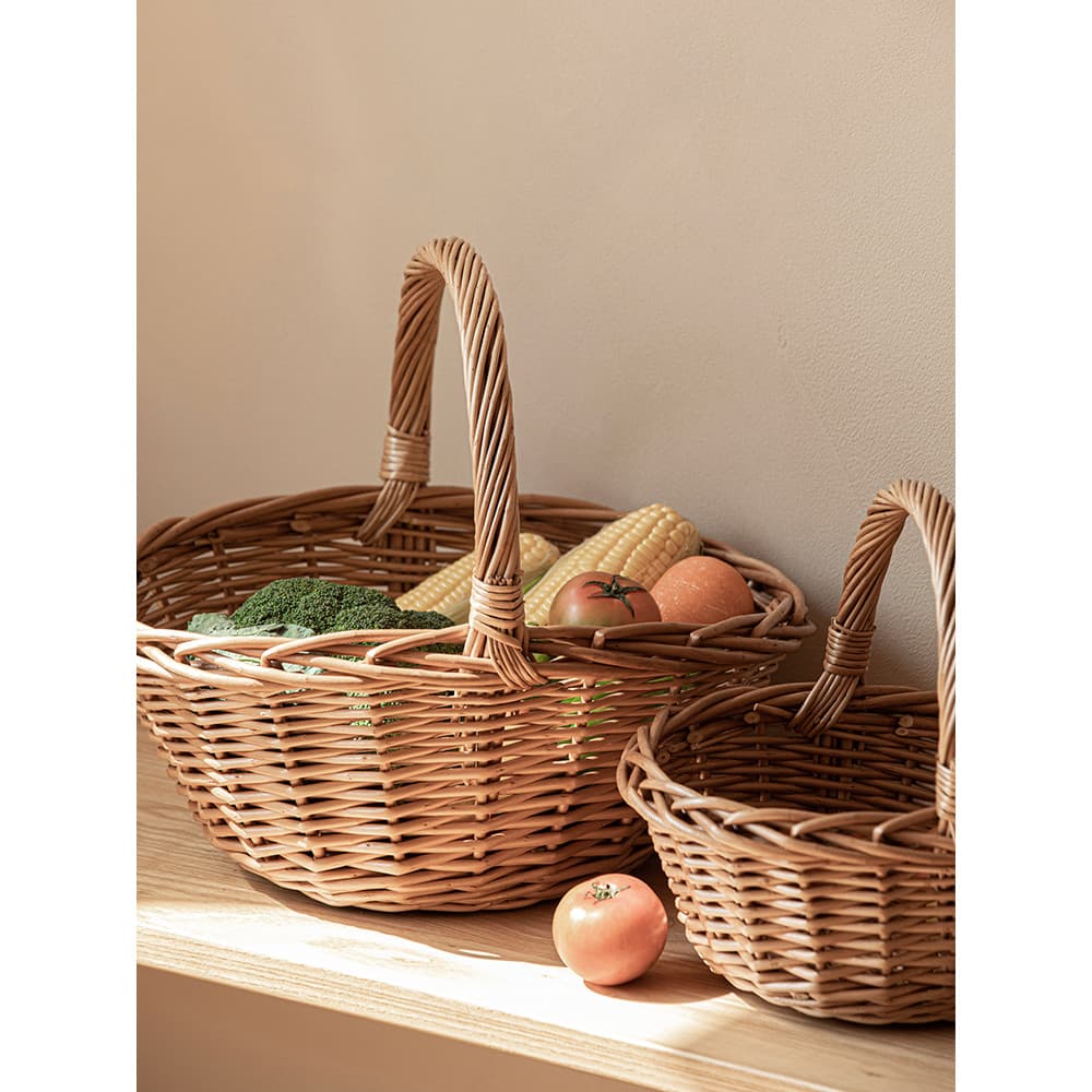 Cesta de piquenique cesta de frutas cesta de vime de armazenamento de vime de ovos pequena de ba