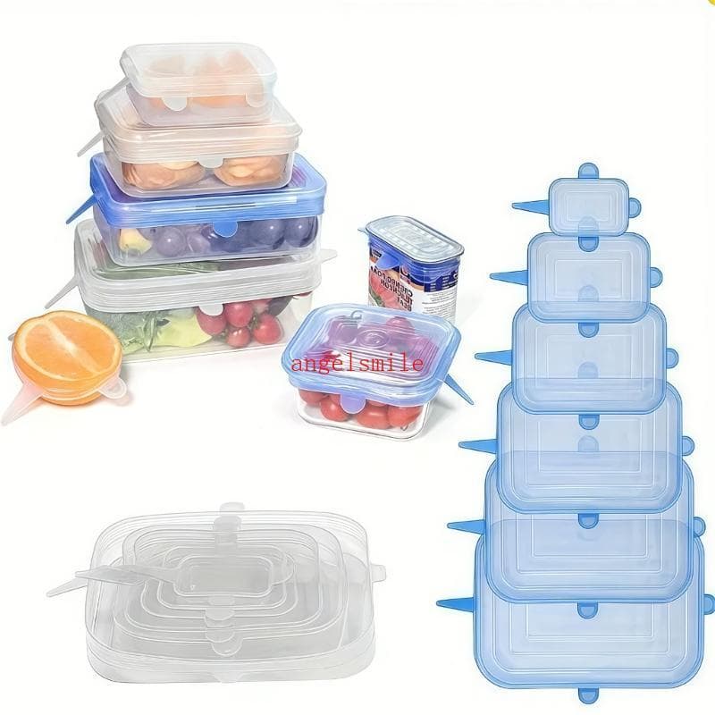 Tampas Silicone Amigáveis Usuário Para Recipientes Armazenamento Eficiente Quadrado Cobre 6 Peças