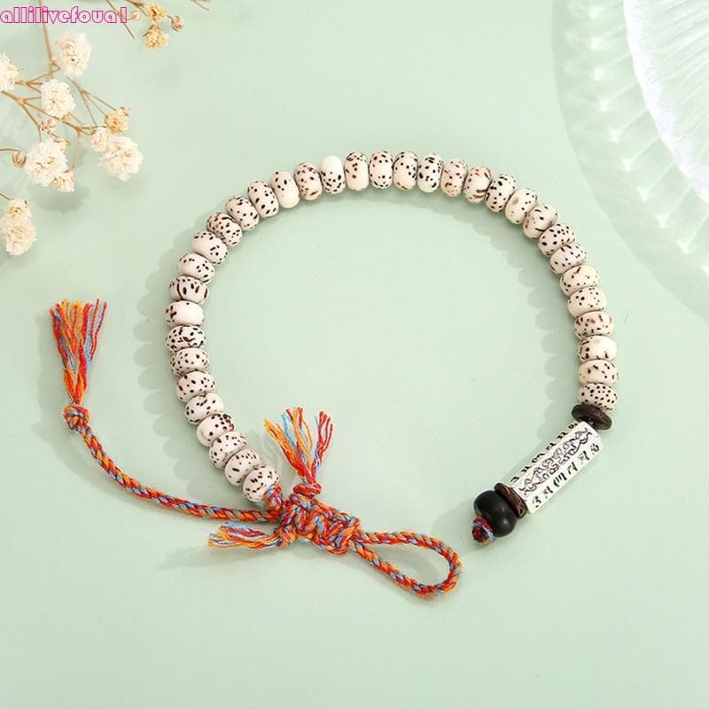 allilivefoua1 Pulseira Boêmia Com Miçangas , De Tecido Mantra De Seis Caracteres Para Atrair Sorte , Joias , Riqueza , C