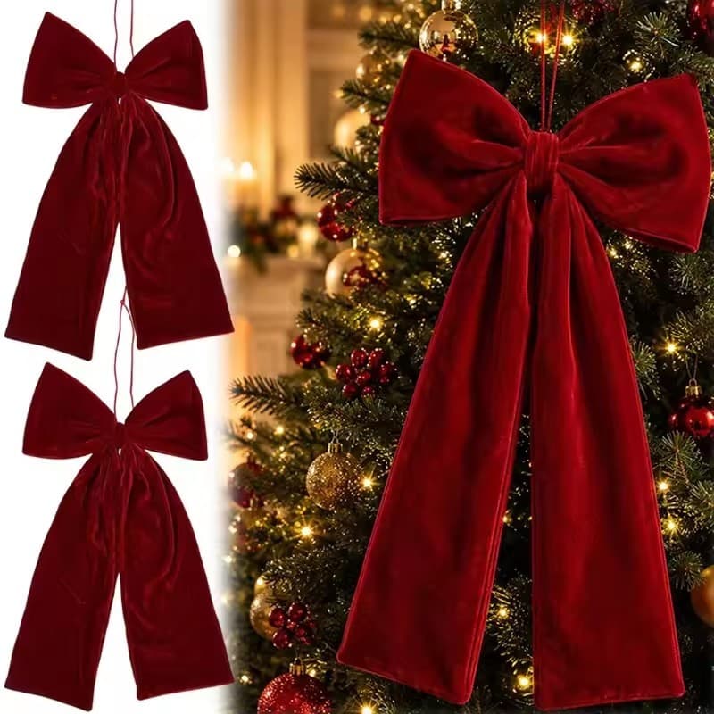 3 Pçs Fita De Veludo Macio Arco Natal Pendurado Ornamento Árvore De Pingente Casa Fazenda Festa Grinalda Maçaneta Da Por