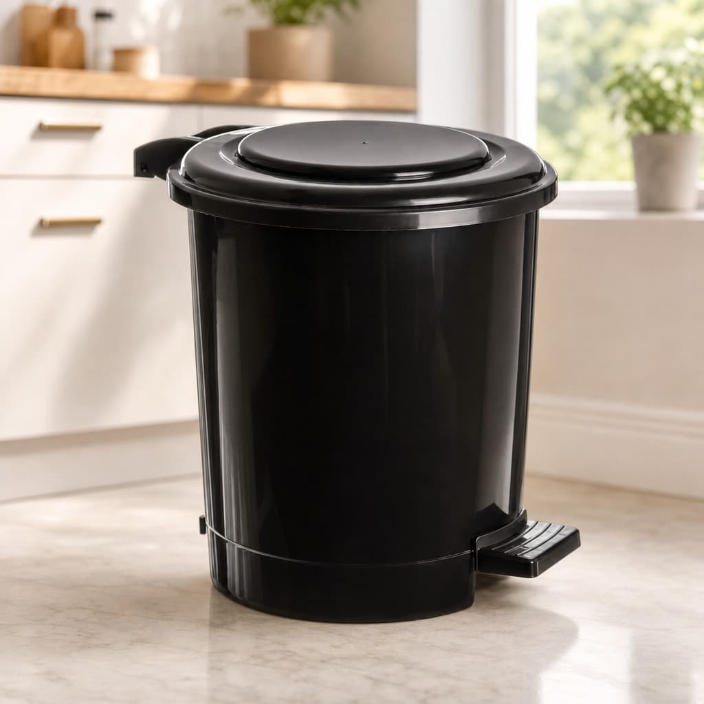 Lixeira com Pedal e Tampa 7L Preta Cozinha Banheiro Lavandeira Lixo