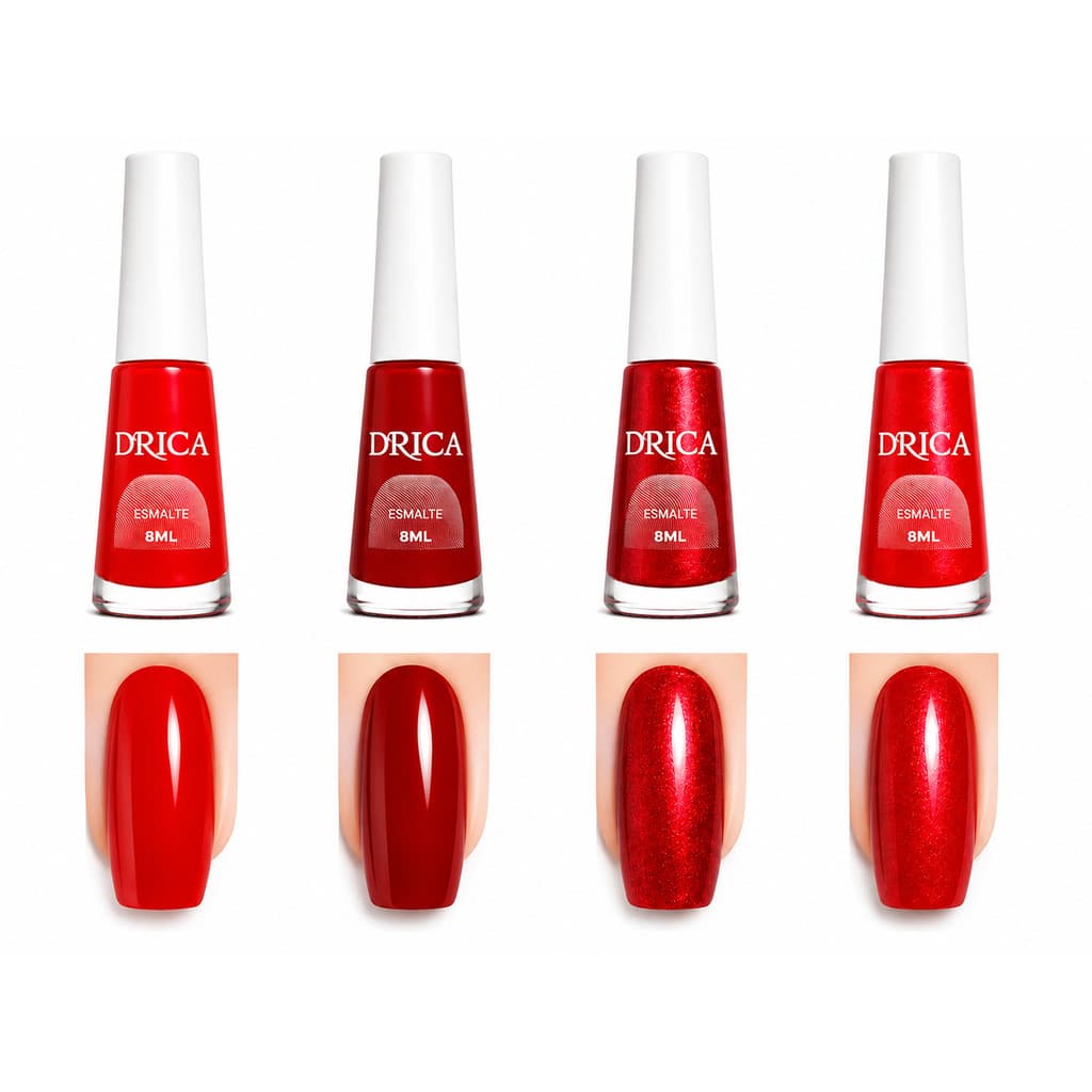 Kit C/4 Esmaltes Vermelhos Drica