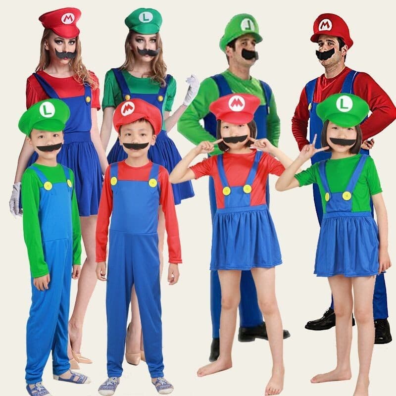 Halloween mario Cosplay traje crianças roupas Super mario Anime adulto traje pai-filho bola desempenho
