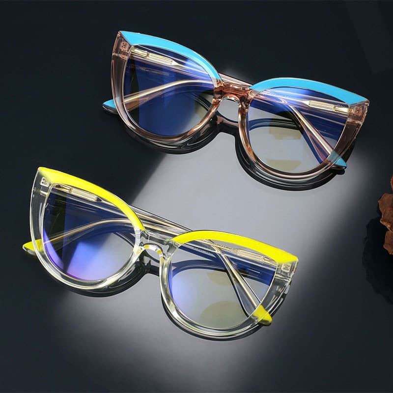 Óculos Femininos Cat Eye TR90 com Bloqueio de Luz Azul, Proteção Contra Radiação, Estilo Transparente e Moderno