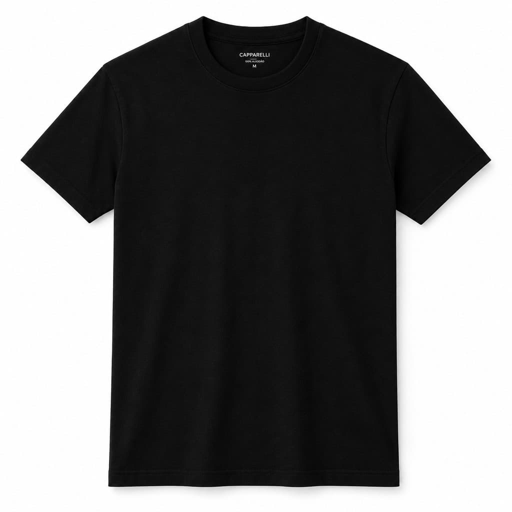 Camiseta Básica Preta 100% Algodão Unissex Masculina Feminina Confortável