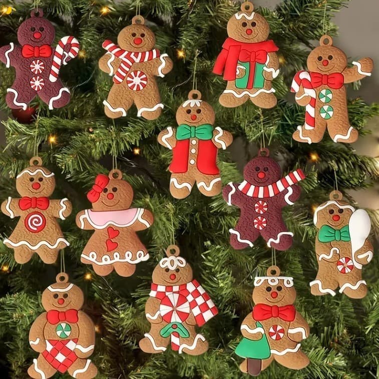 Enfeites De Gengibre De Natal-8pcs 10pcs 12pcs Decorações Pendentes De Árvore