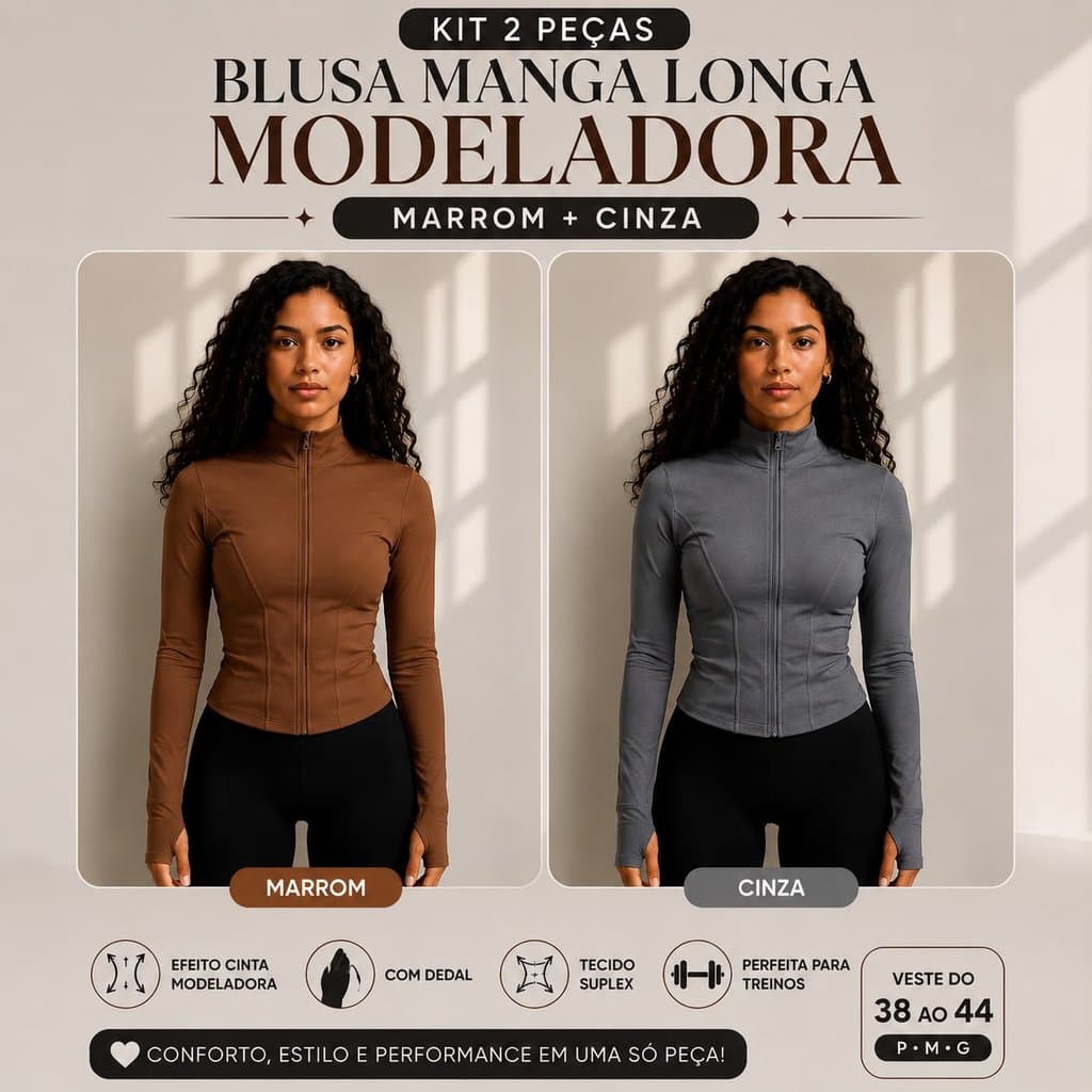 kit blusa manga longa tecido suplex modeladora  academia treinos corridas blusa yoga confortavel blusa academia