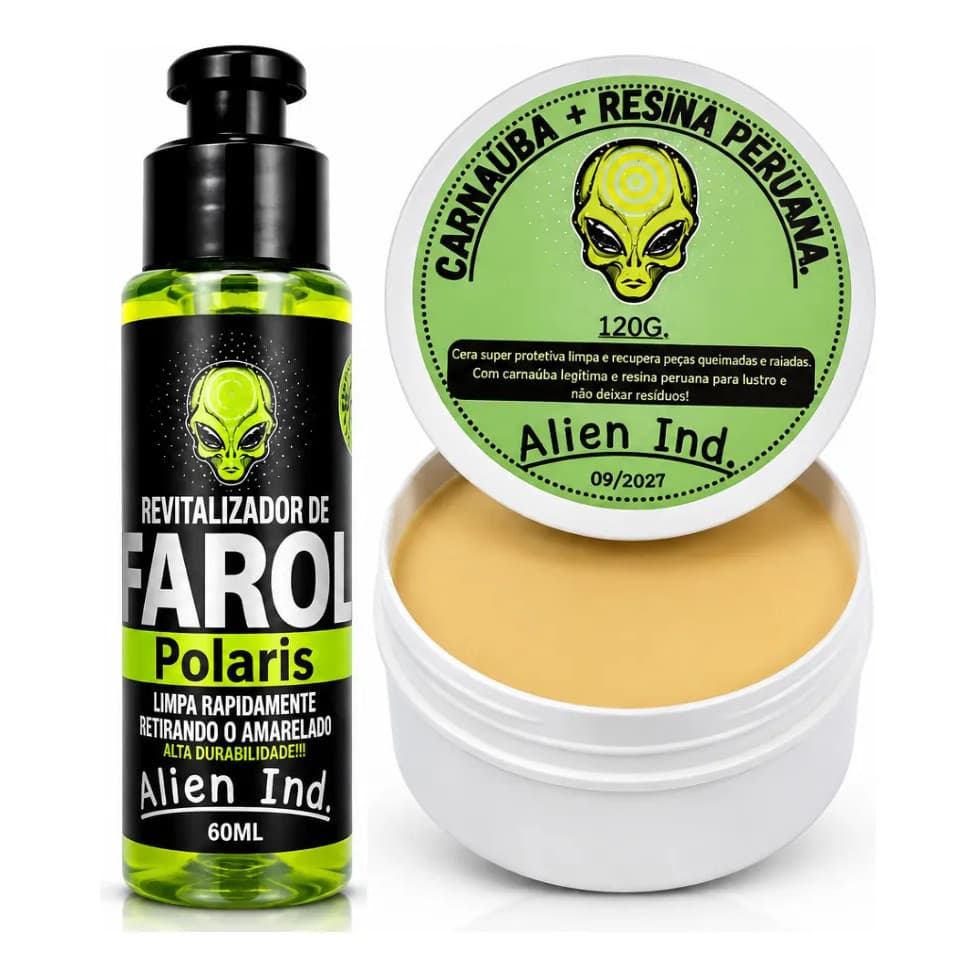 Cera Alien Carnaúba Alien Ind + Limpa Farol Remove Amarelado