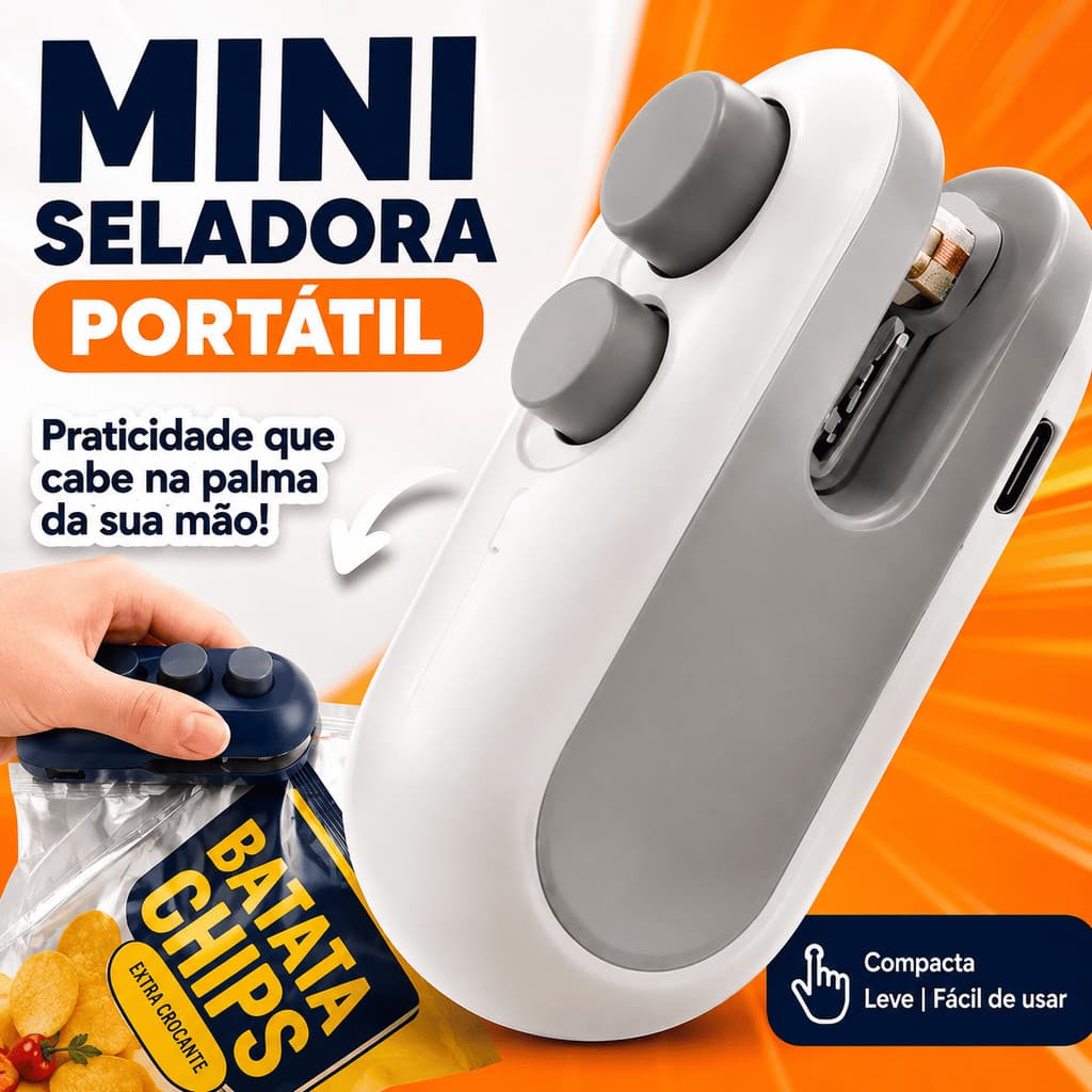 Mini Selador De Sacos Recarregável 2 Em 1 Com Cortador Vedador De Alimentos Térmico Com Imã De Geladeira Portátil USB