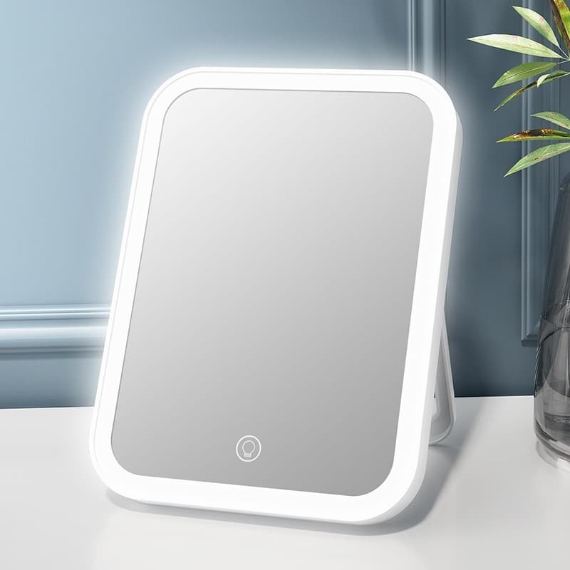 Led espelho de maquiagem desktop HD pequeno espelho feminino dormitório desktop simples dobrável espelho de vestir portá