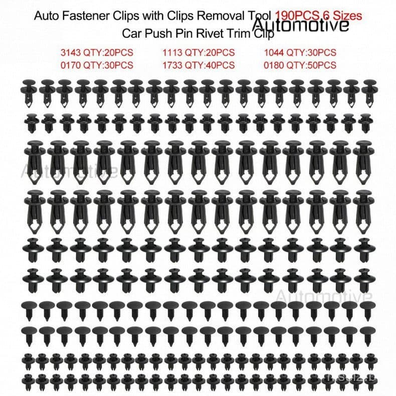 190 peças de clipes de fixação universais para automóveis, fixadores de painéis de porta, para-choques e rebites de pres
