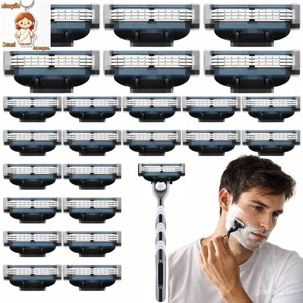 Kit 16/8/4 Máquina de Barbear Manual Masculina Mach 3 para Barbear e Remoção de Pelos