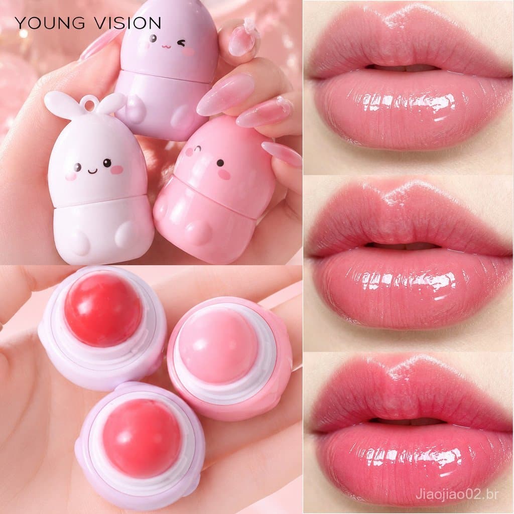 Bálsamo Labial e Batom Sensível à Temperatura Little Rabbit 2 em 1 com Orifício para Pendurar, 3 Cores Disponíveis