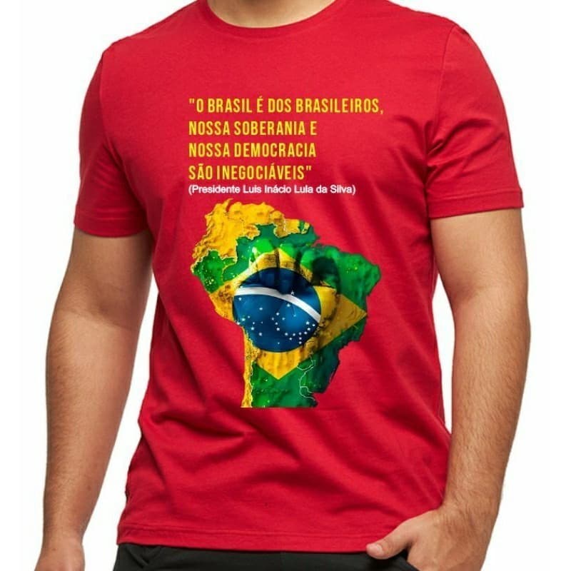 Camiseta Brasil Soberania Democracia Lula Patriota Masculina Feminina Unissex 100% Algodão Entrega Rápida Promoção Top