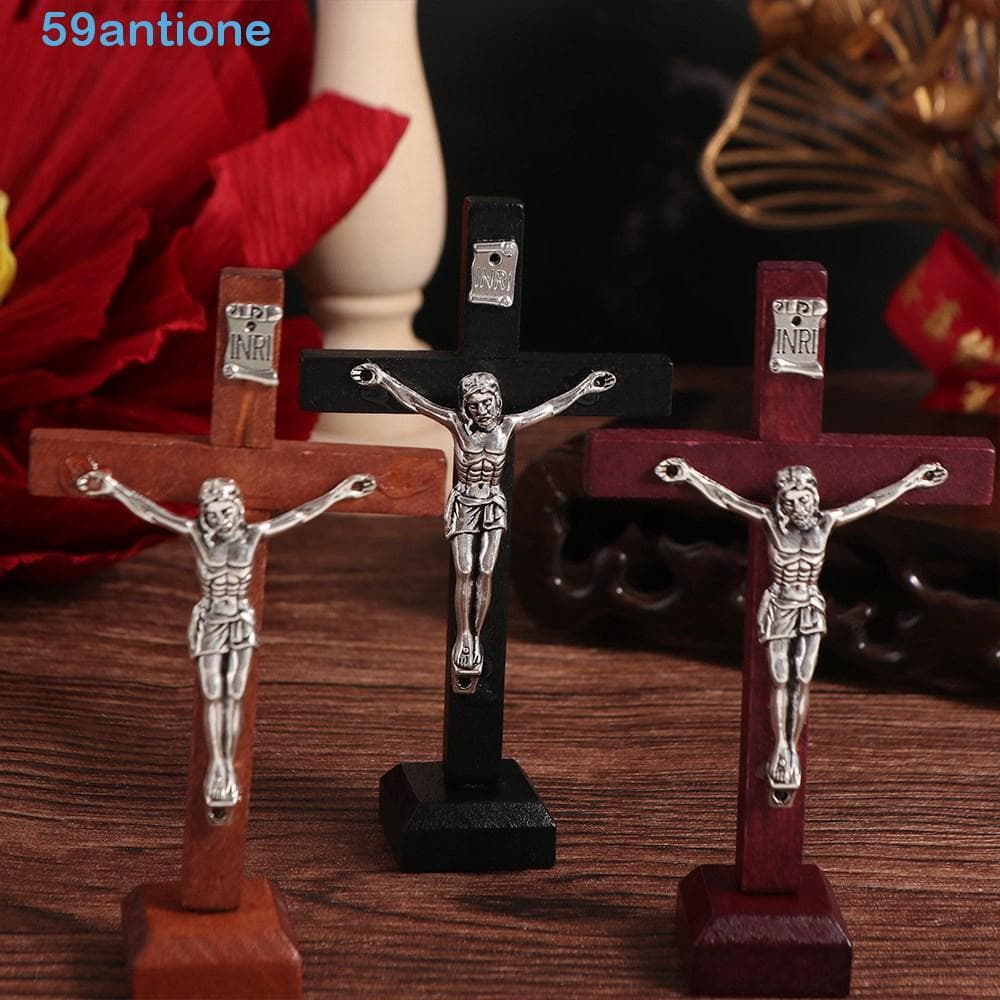 Crucifixo , Com Suporte Religioso Cruz Católica De Jesus , Decoração Religiosa Vintage