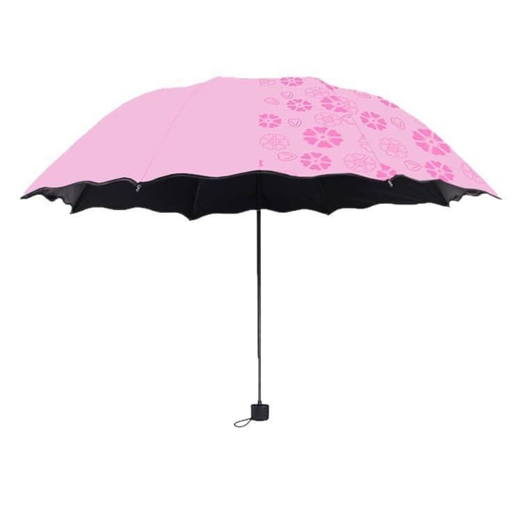 Guarda-chuva ensolarado que muda de cor em flor de água, versão coreana, protetor solar de vinil dobrável, guarda-chuva