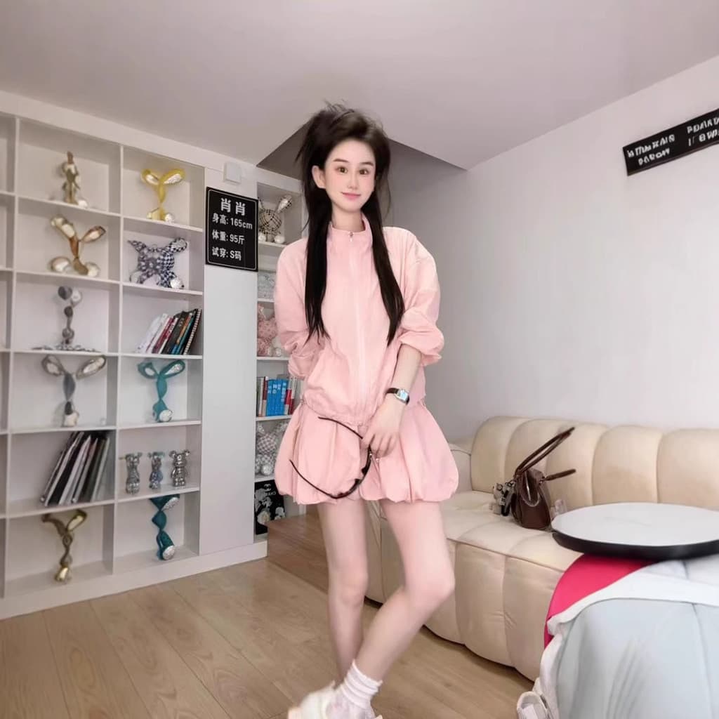 Terno Casual feminino gola alta leve saia solta terno de duas peças